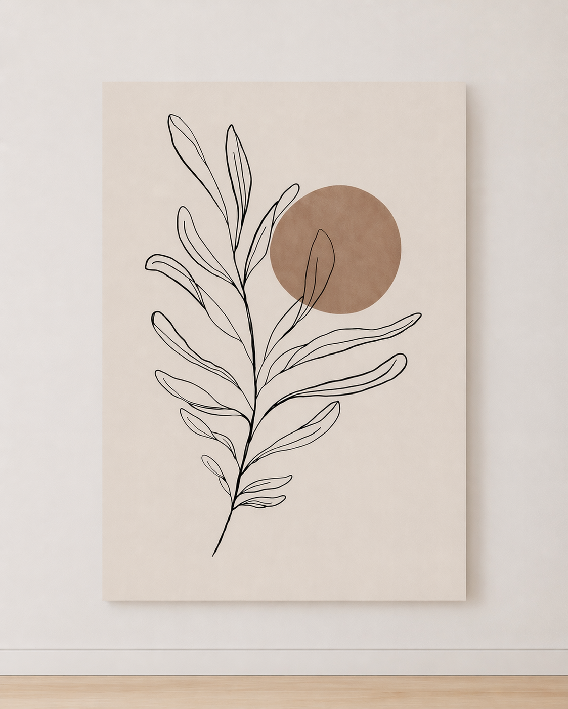Tableau Botanique Minimaliste Noir et Terracotta – Élégance Douce et Naturelle