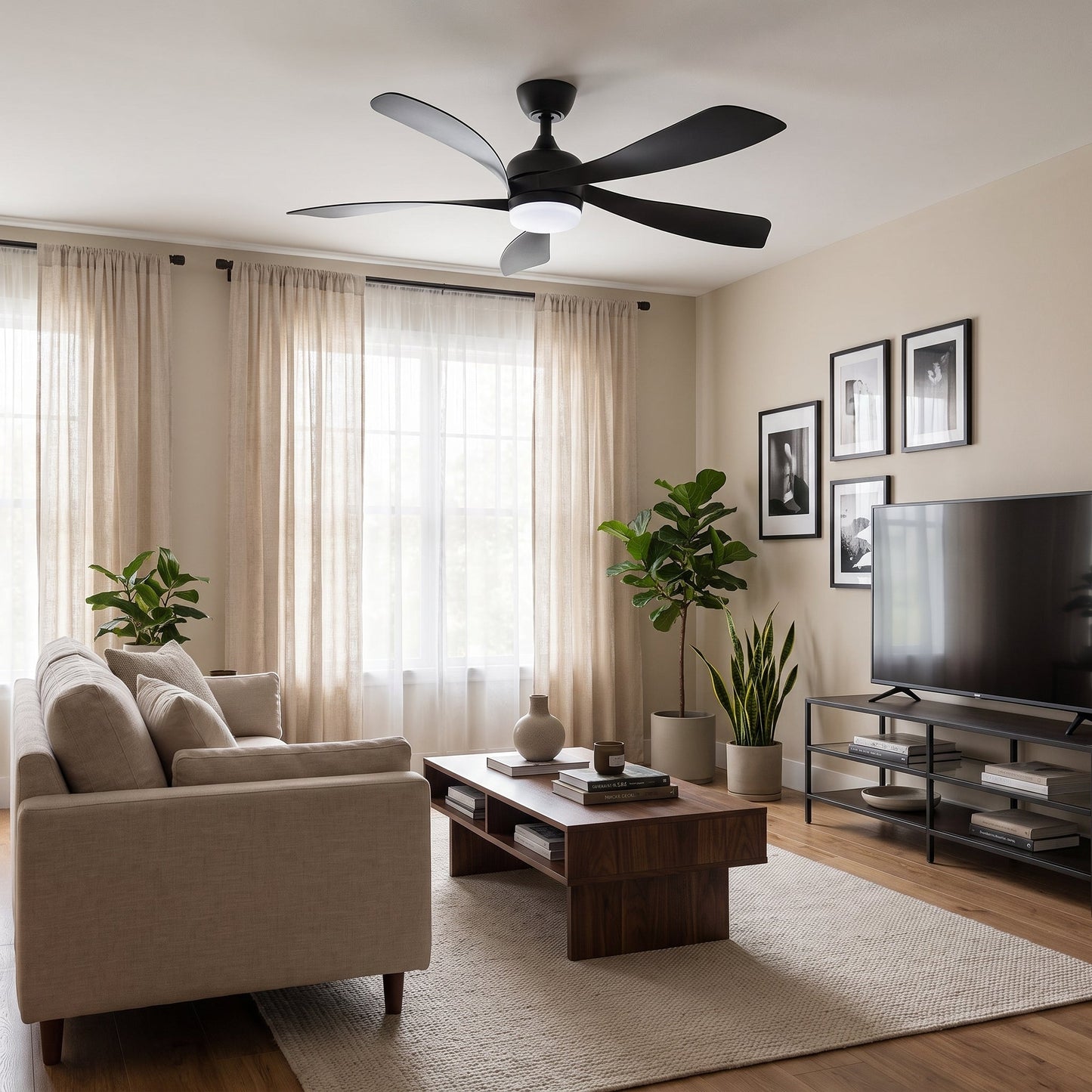 Designer LED Ceiling Fan - 5 Blade Modern Fan with Light