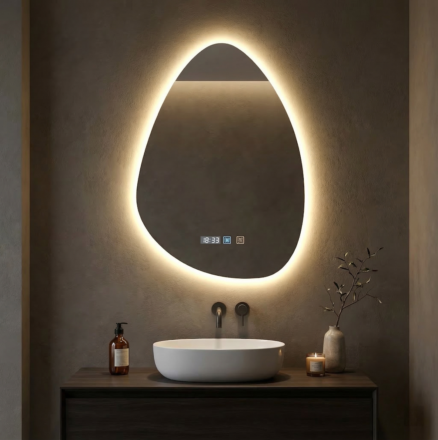Miroir LED goutte anti-buée – Nimora