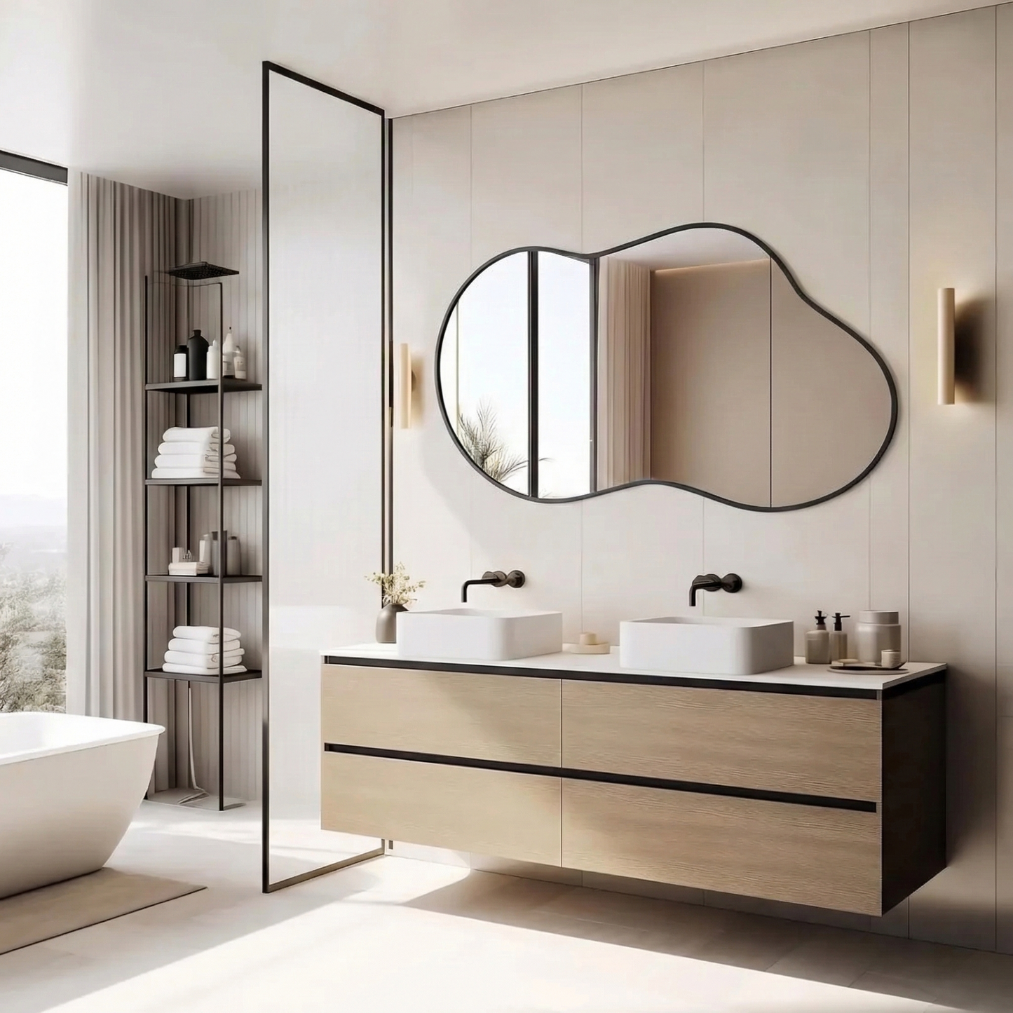 Miroir organique asymétrique en métal – Aurelia