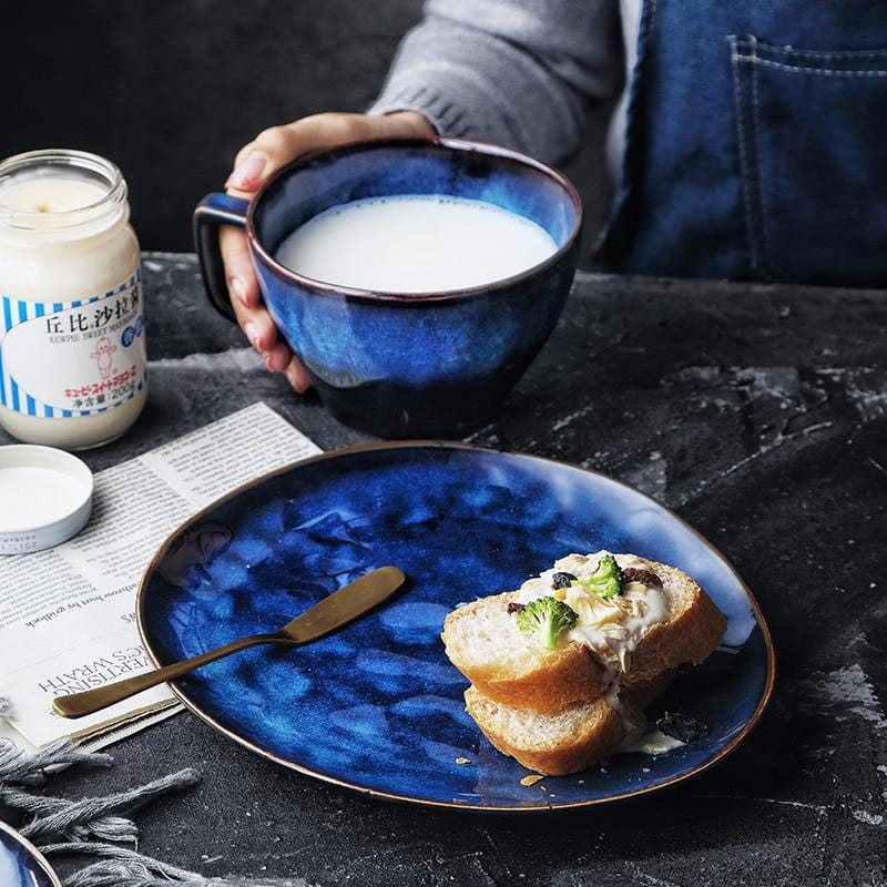 Tasse à soupe bleu profond Ocean Waves