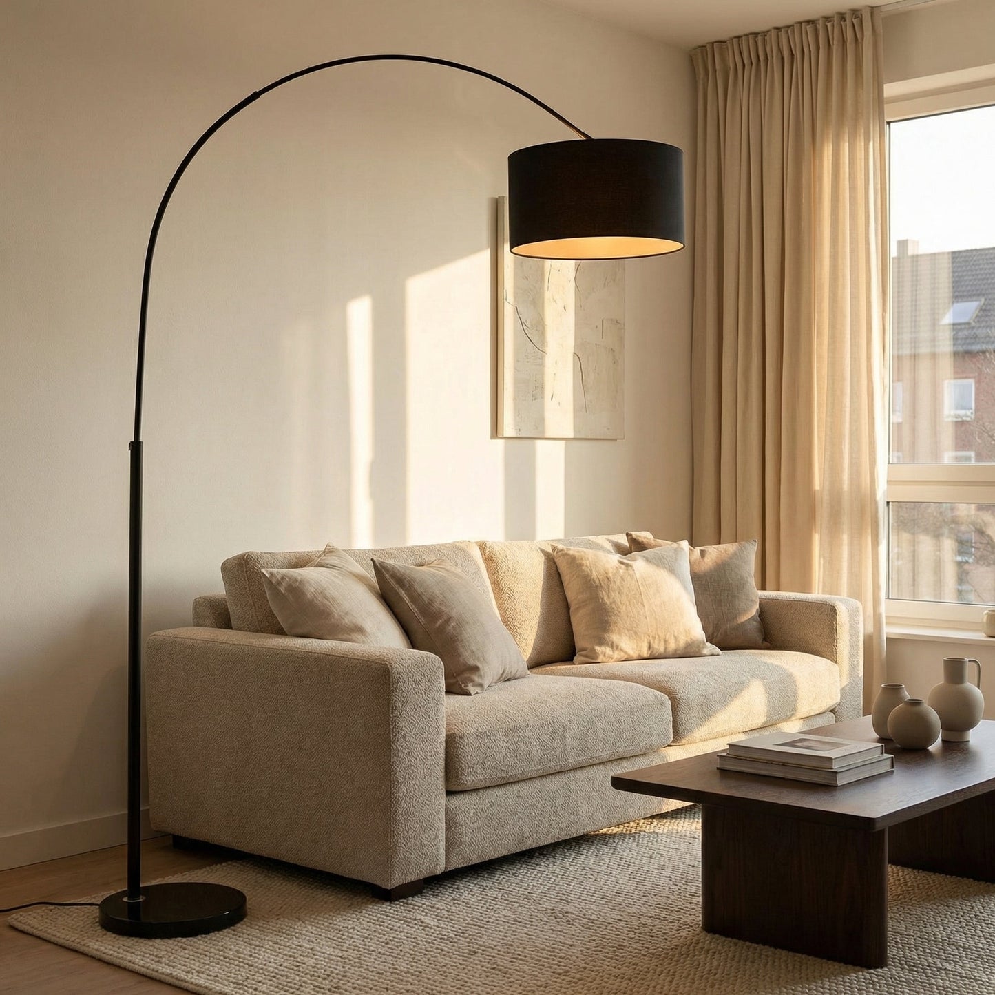 Lampadaire Arc avec Abat-Jour Cylindrique
