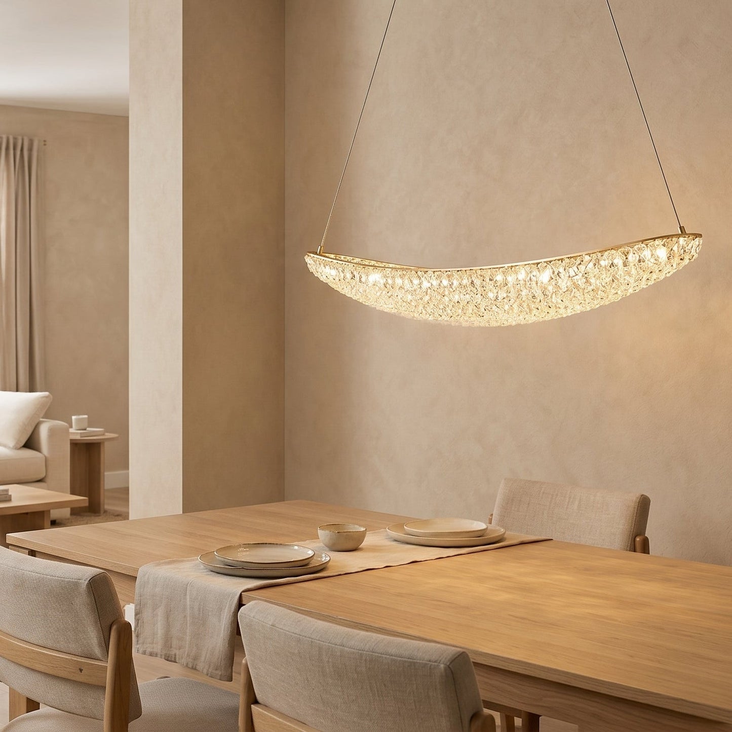 Linear Crystal Chandelier Champagne - Modern Island Pendant