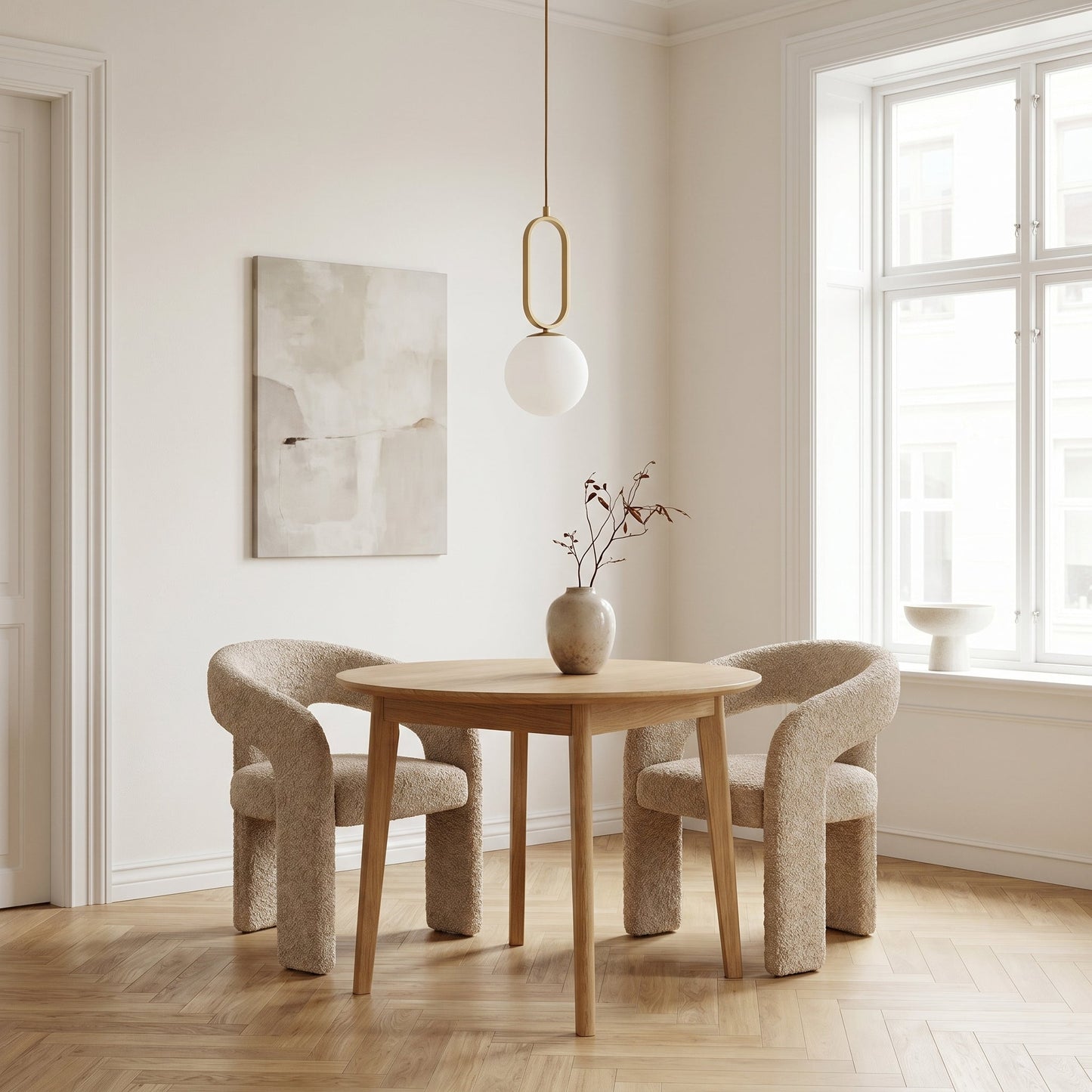Glass Ball Brass Pendant Light - Minimalist Hanging Lamp
