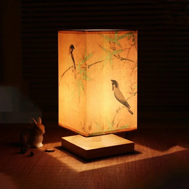 Lampe de Chevet en Bois Style Chinois