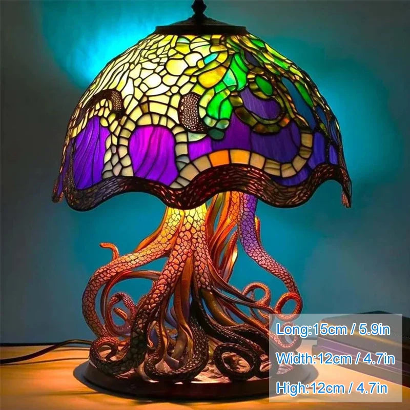 Lampe de chevet champignon fleuri teinté
