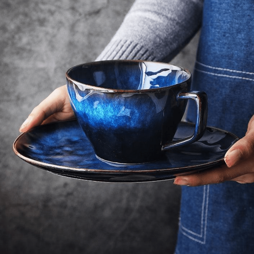 Tasse à soupe bleu profond Ocean Waves