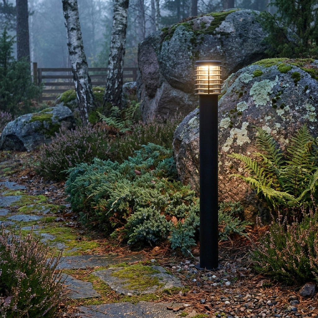 Stainless Steel Outdoor Floor Lamp - Modern Black Garden Light