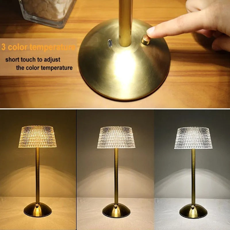 Lampe de chevet cristal tactile LED rechargeable