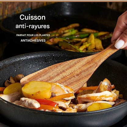 Cuillères en bois pour la cuisine – Lot de 10 ustensiles en bois de teck, durables, antiadhésifs