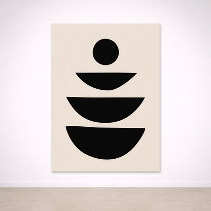 Tableau abstrait géométrique noir et beige
