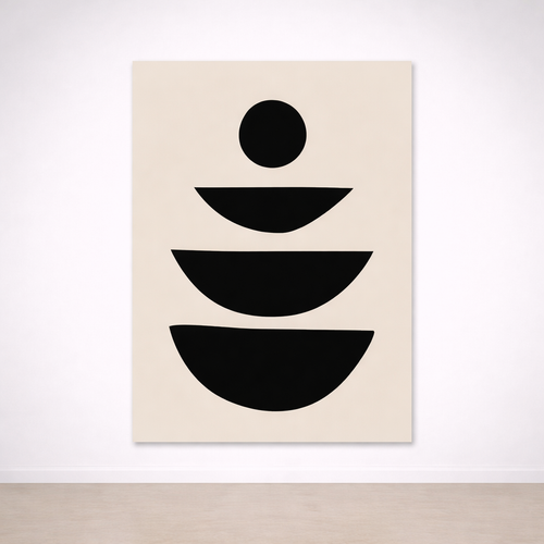 Tableau abstrait géométrique noir et beige