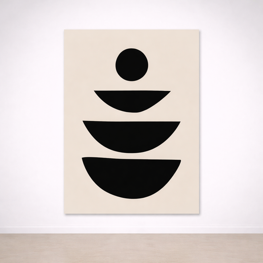 Tableau abstrait géométrique noir et beige