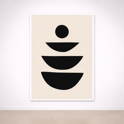 Tableau abstrait géométrique noir et beige