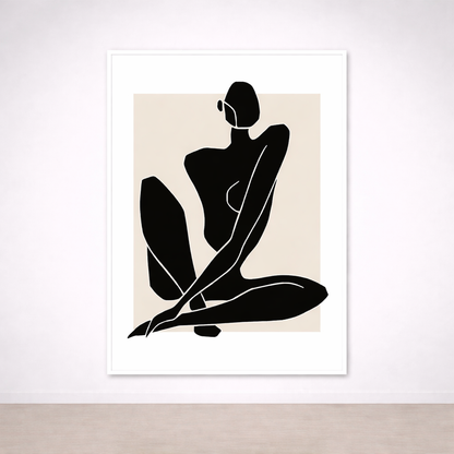 Tableau Silhouette Féminine Minimaliste – Noir & Beige