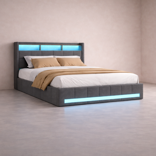 Lit LED avec rangements & étagère Design Flottant – Calyzen