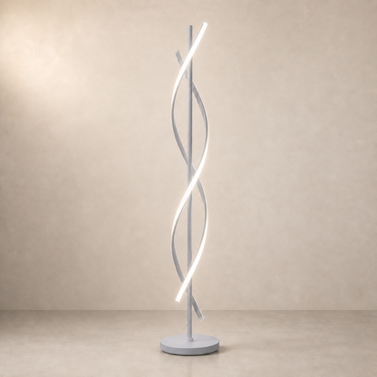 Lampadaire LED Design en Métal Noir avec Bandes Lumineuses Entrelacées – Ondiro
