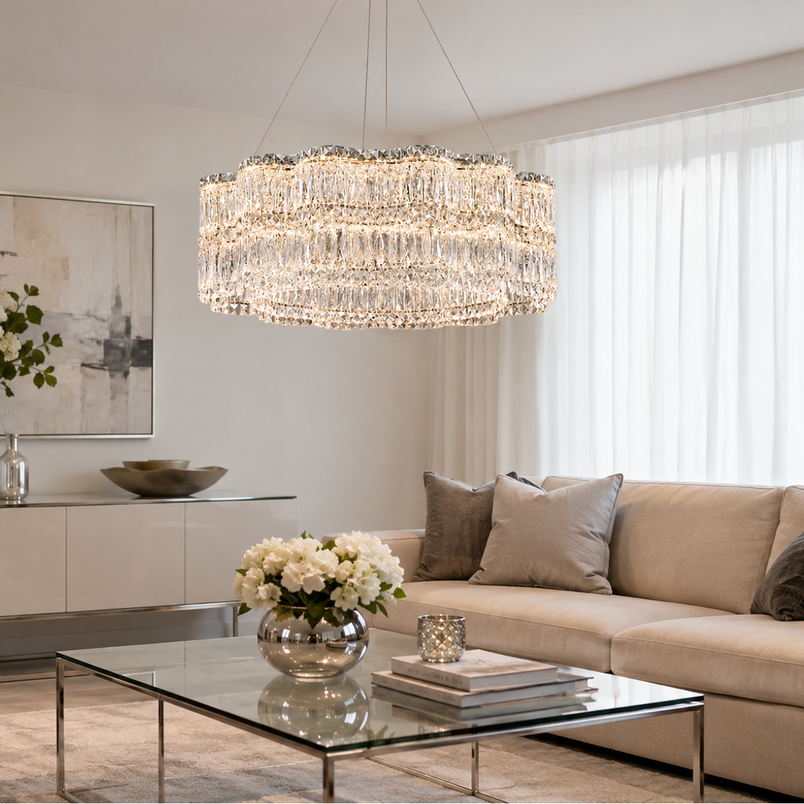 K9 Crystal Chandelier Suspended - Round Luxury Pendant