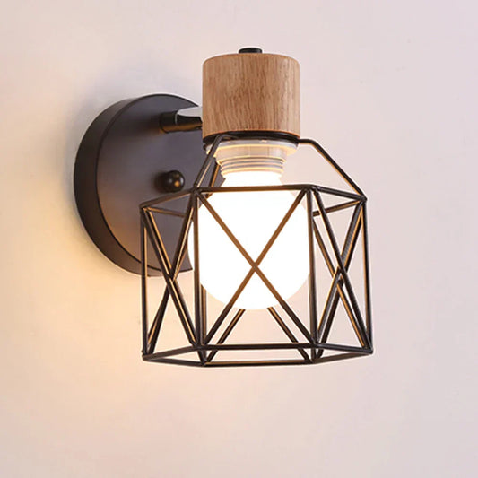 Industrial Cage Wall Bedside Lamp