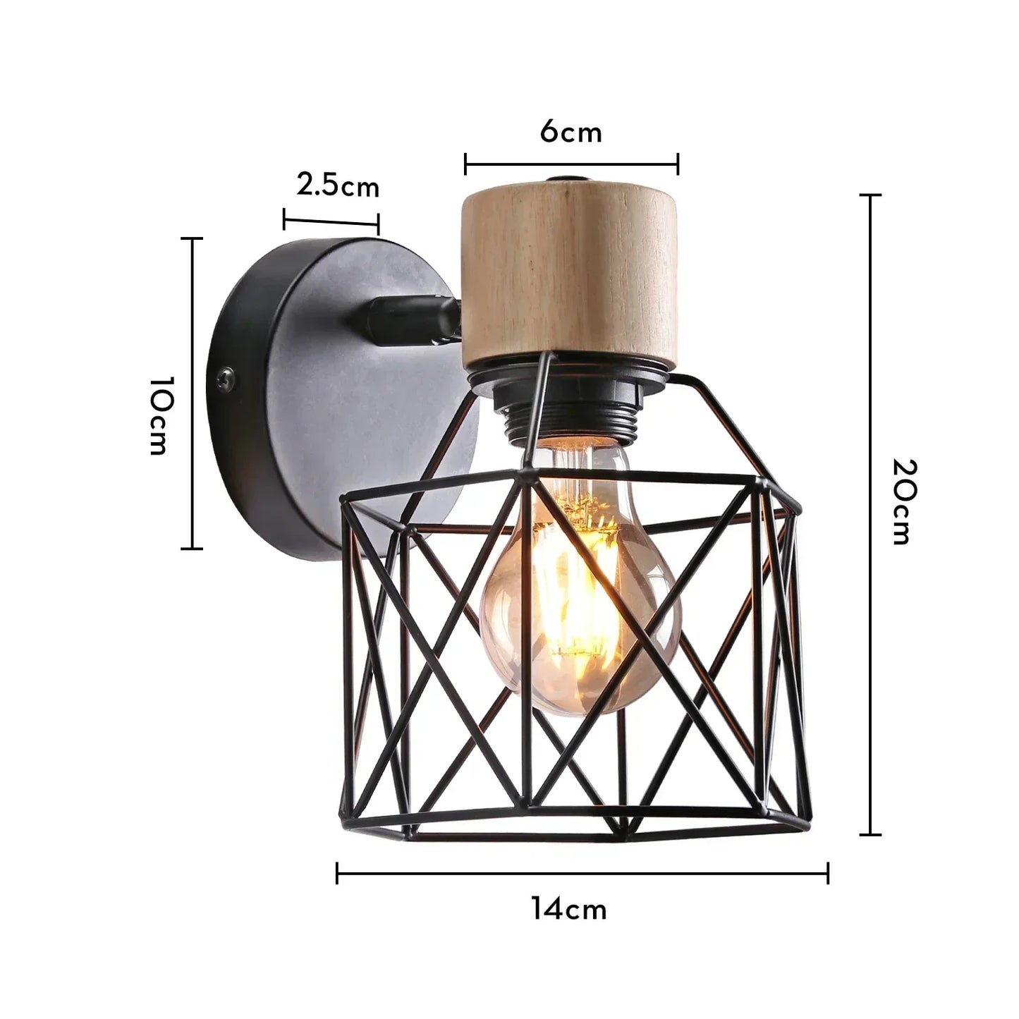 Lampe de chevet Murale Industrielle Cage