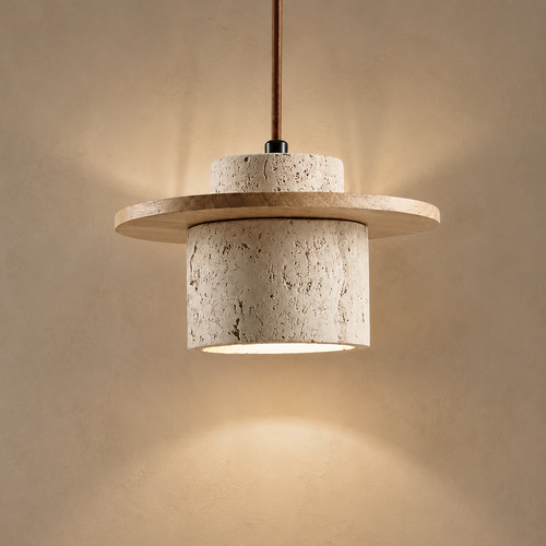 Suspension Moderne en Pierre Naturelle et Bois - Minéora