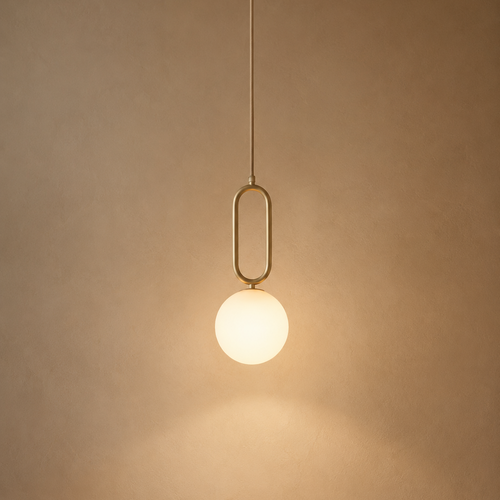 Glass Ball Brass Pendant Light - Minimalist Hanging Lamp