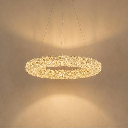 Crystal Ring Chandelier Gold - Luxury Round Pendant