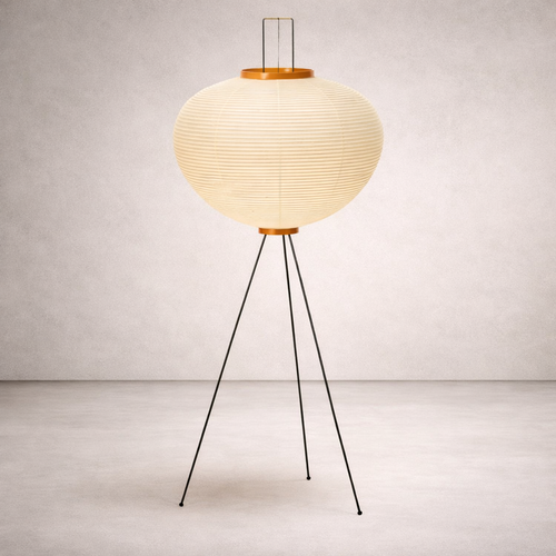 Lampadaire Boule en Papier Plissé Style Japandi - Lumaro