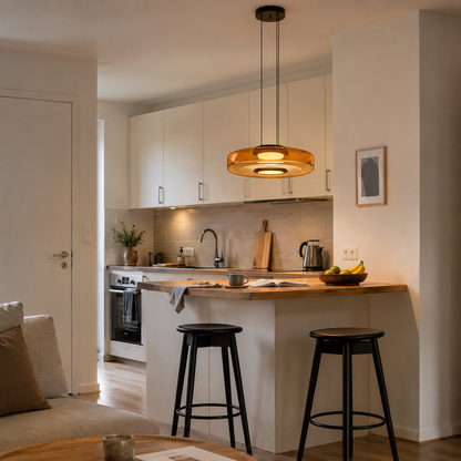 Suspension LED en verre fumé et métal noir – Verdora