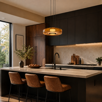 Suspension LED en verre fumé et métal noir – Verdora