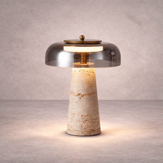 Travertine and Clear Glass Lamp – Travénoir