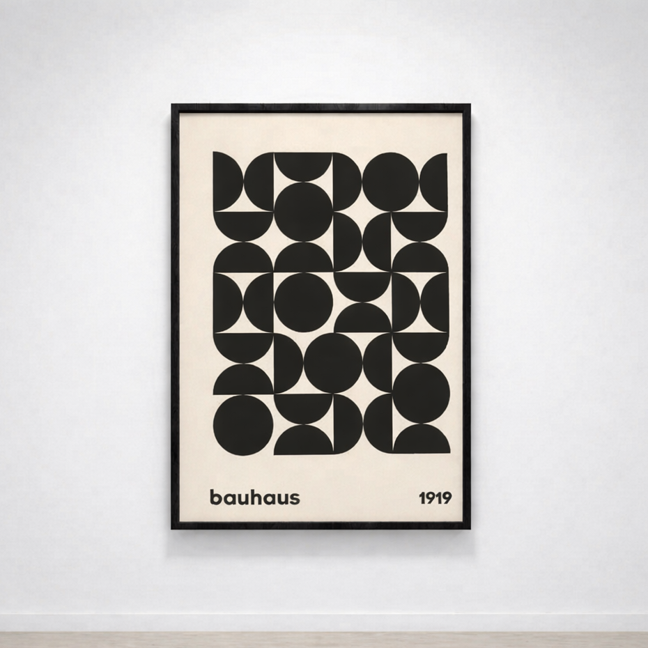 Tableau Bauhaus Monochrome 1919 – Géométrie Noire