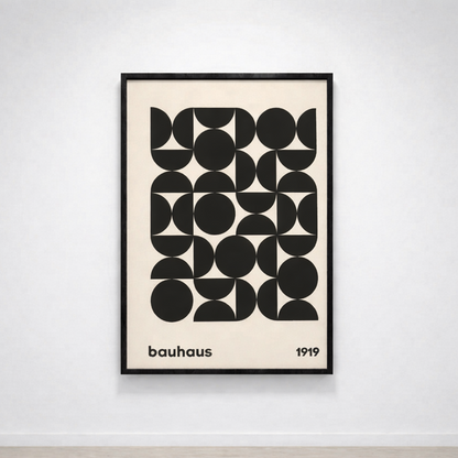 Tableau Bauhaus Monochrome 1919 – Géométrie Noire