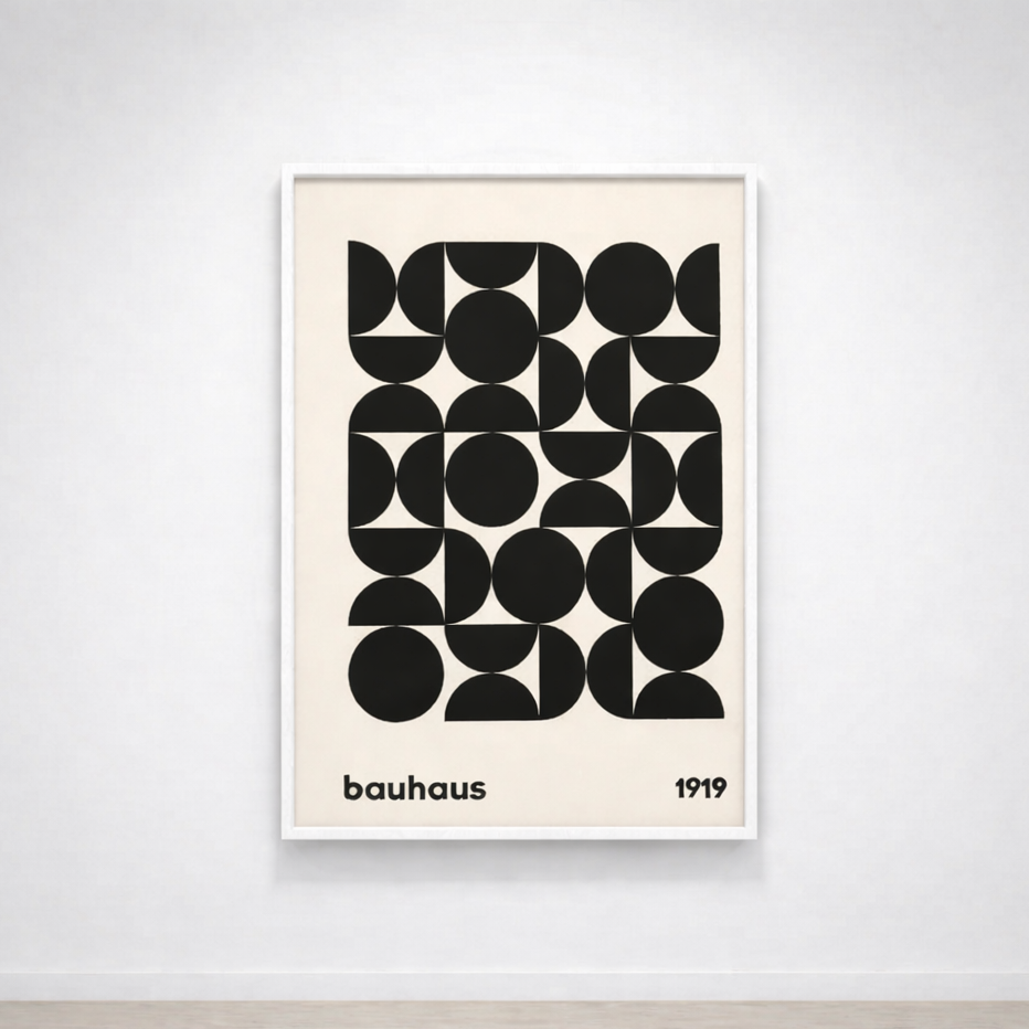 Tableau Bauhaus Monochrome 1919 – Géométrie Noire