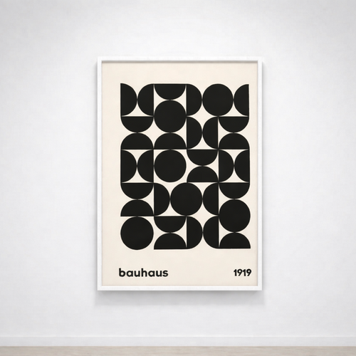 Tableau Bauhaus Monochrome 1919 – Géométrie Noire