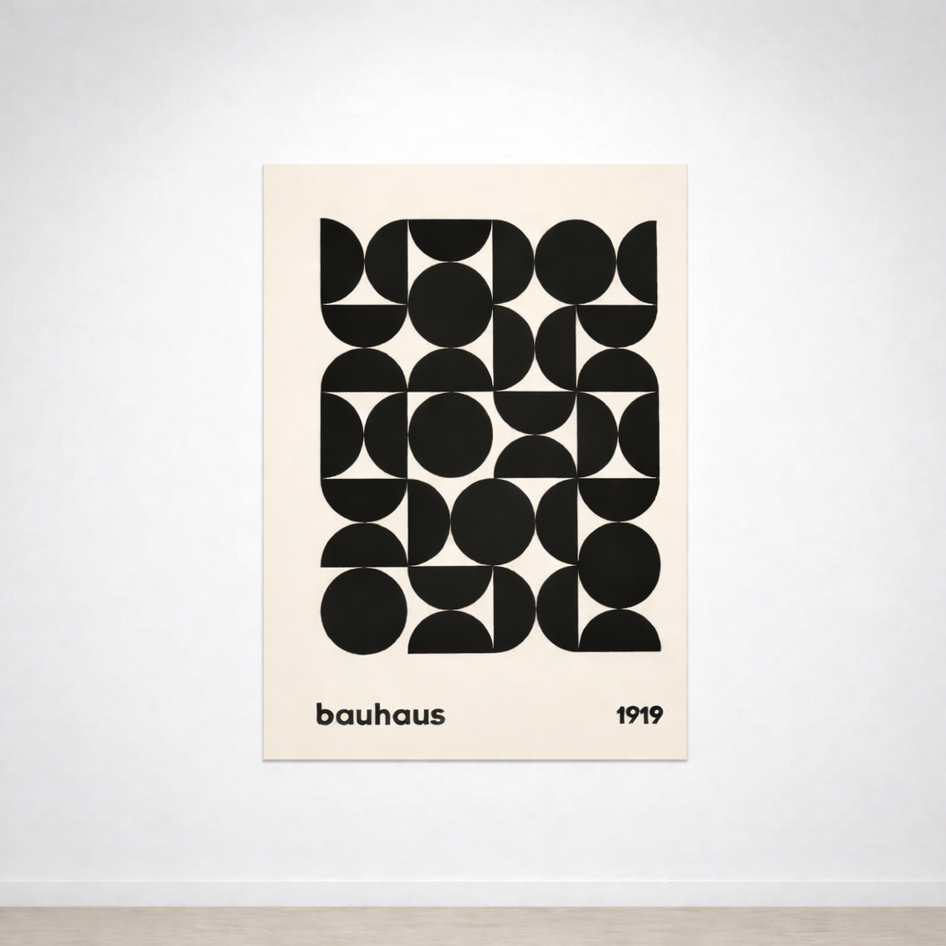 Tableau Bauhaus Monochrome 1919 – Géométrie Noire