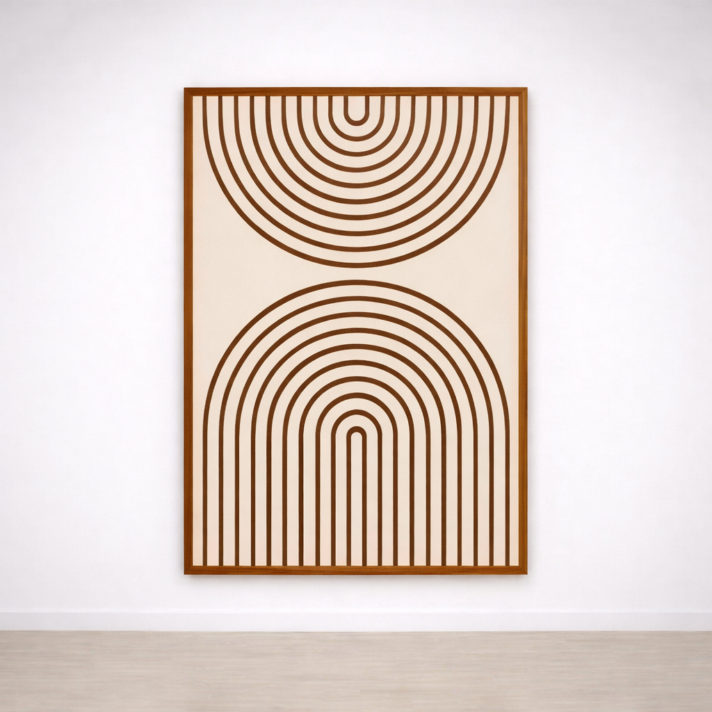 Tableau Arches Minimalistes – Lignes Graphiques Beige & Noir