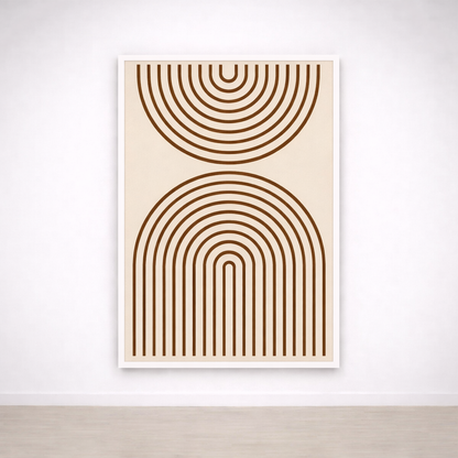 Tableau Arches Minimalistes – Lignes Graphiques Beige & Noir