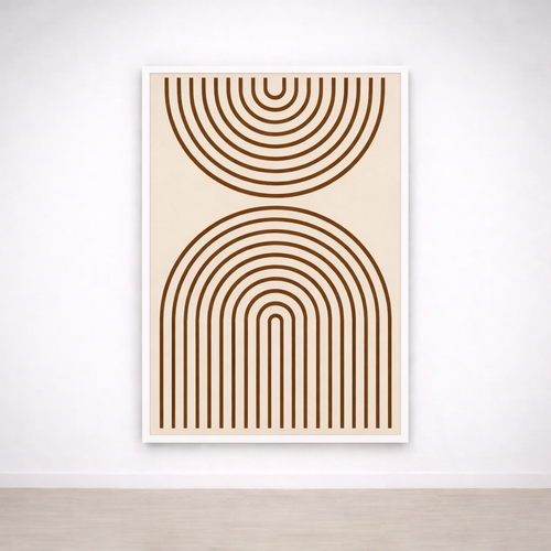 Tableau Arches Minimalistes – Lignes Graphiques Beige & Noir
