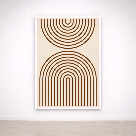Tableau Arches Minimalistes – Lignes Graphiques Beige & Noir