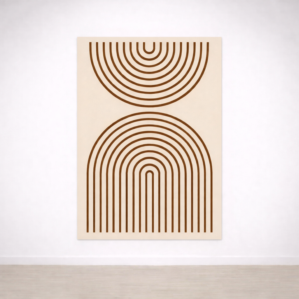 Tableau Arches Minimalistes – Lignes Graphiques Beige & Noir