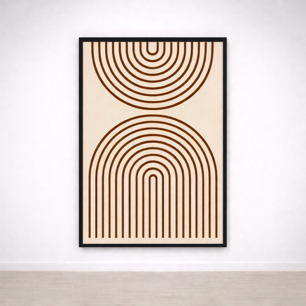 Tableau Arches Minimalistes – Lignes Graphiques Beige & Noir