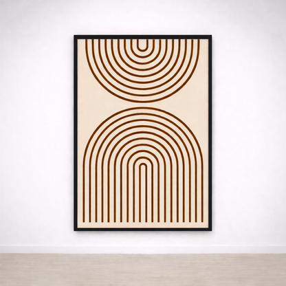 Tableau Arches Minimalistes – Lignes Graphiques Beige & Noir