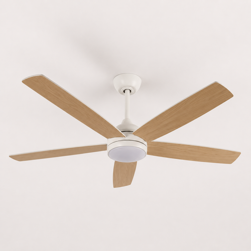 Light Wood LED Ceiling Fan - Modern Natural Finish with Remote