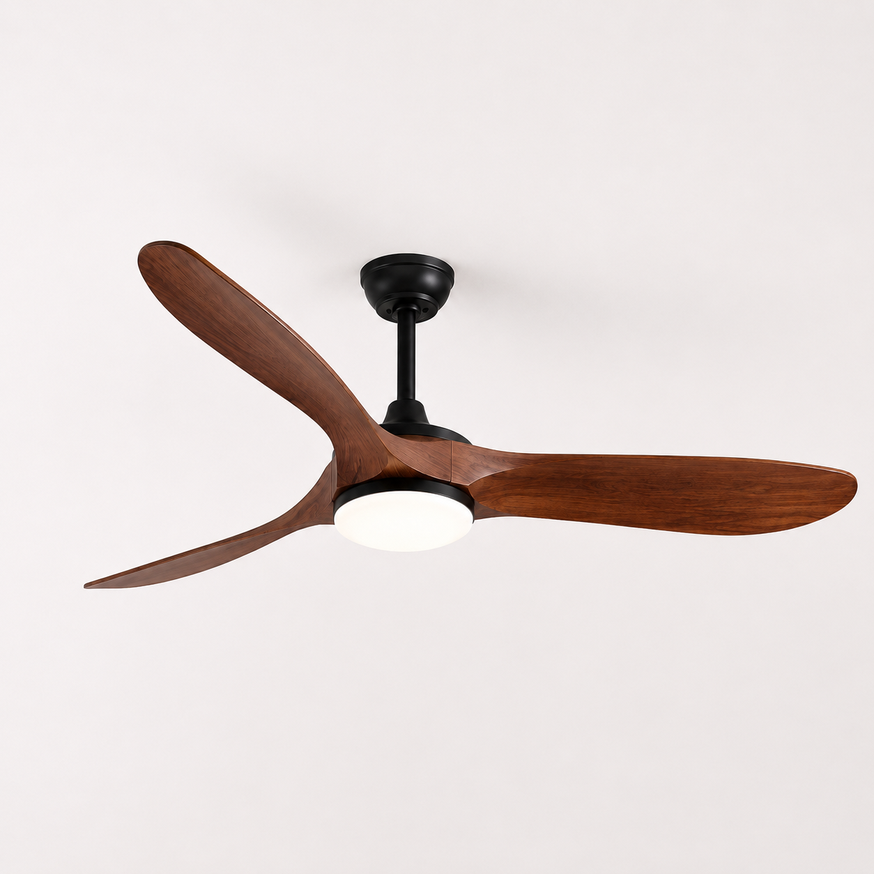 Walnut LED Ceiling Fan - Modern Wood Finish Fan with Remote