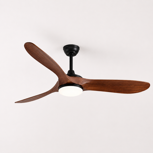 Walnut LED Ceiling Fan - Modern Wood Finish Fan with Remote