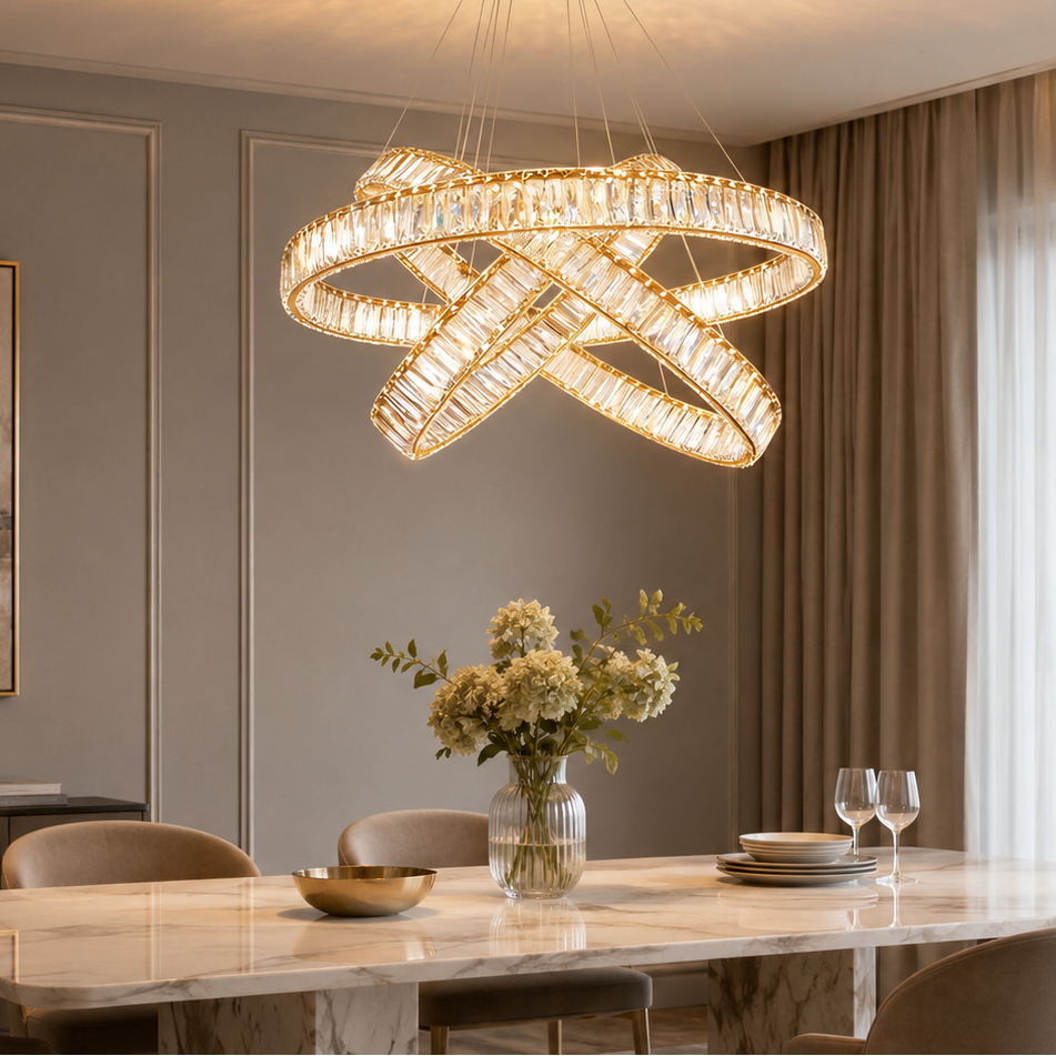 Suspended Crystal Ribbon Chandelier - Artistic Wave Pendant