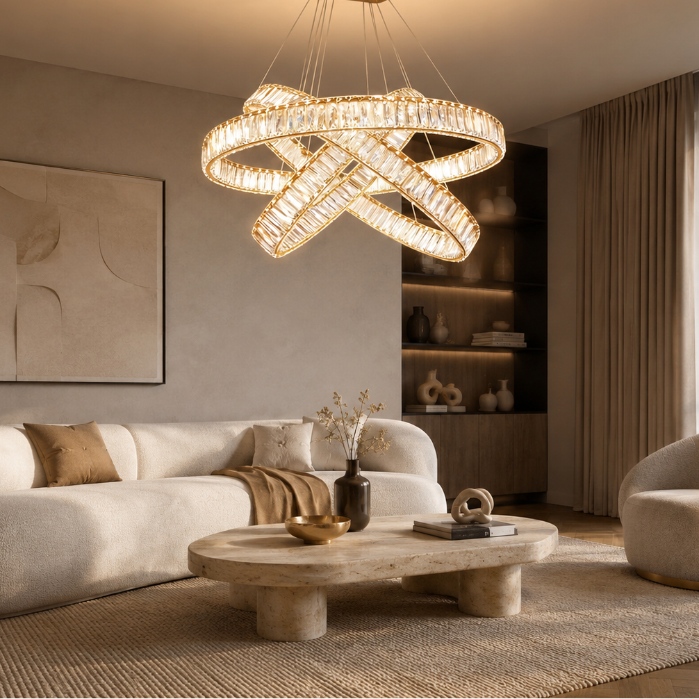 Suspended Crystal Ribbon Chandelier - Artistic Wave Pendant