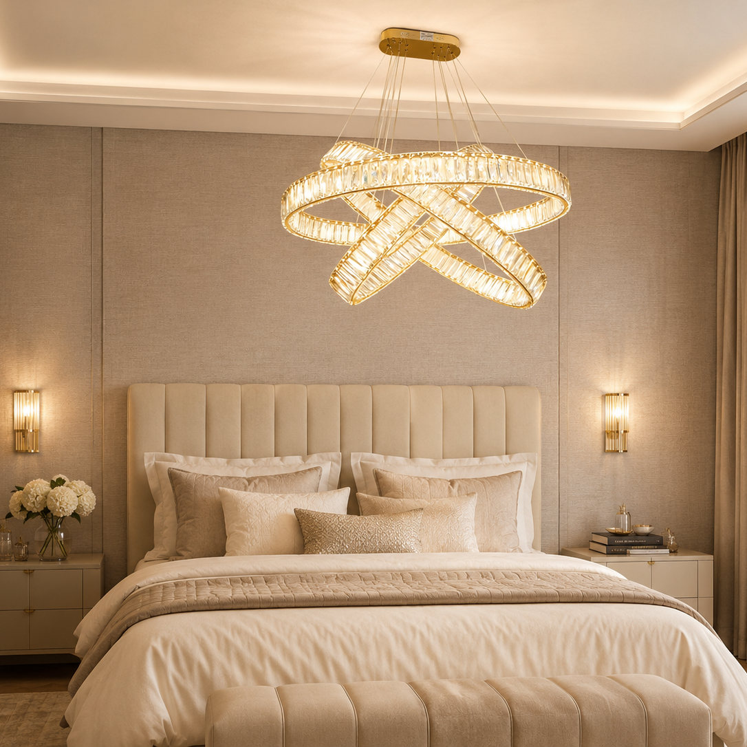 Suspended Crystal Ribbon Chandelier - Artistic Wave Pendant