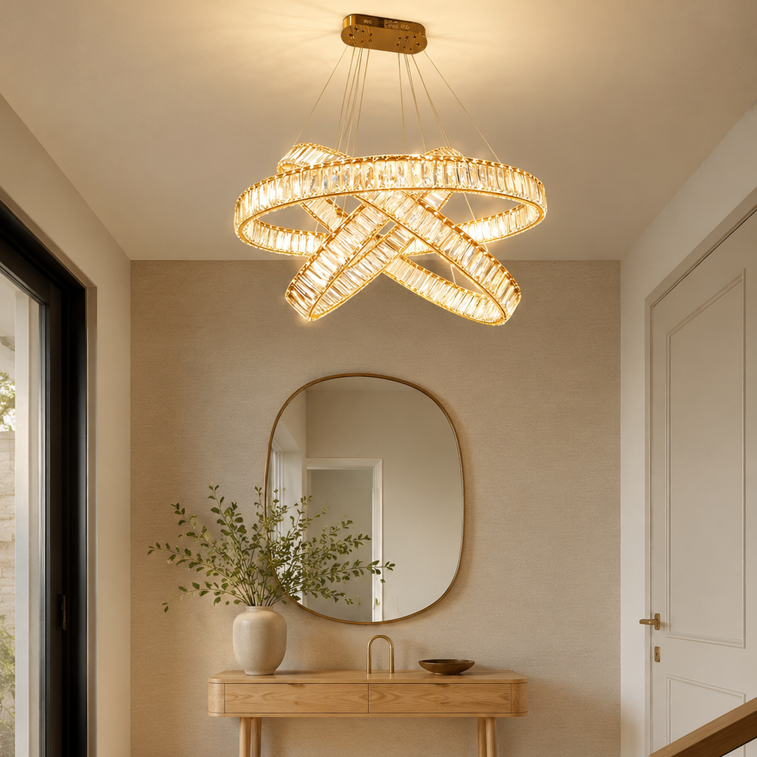 Suspended Crystal Ribbon Chandelier - Artistic Wave Pendant